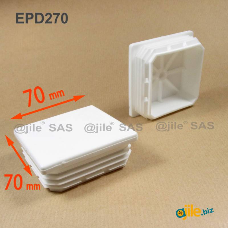 Square Plastic Standard Ribbed Insert for Tubes 70 x 70 mm WHITE - Ajile