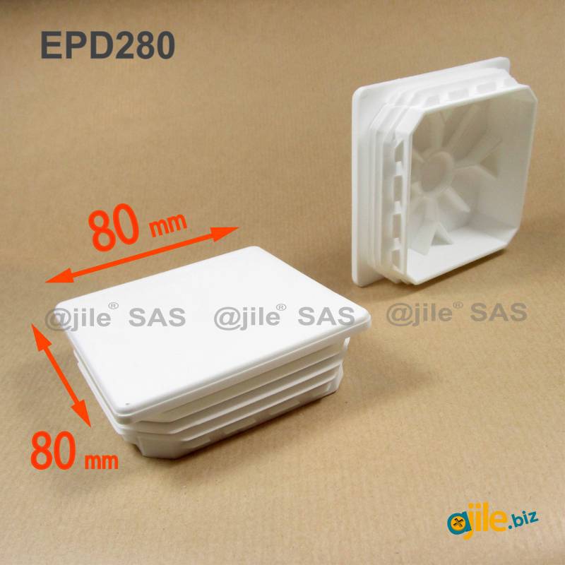 Square Plastic Standard Ribbed Insert for Tubes 80 x 80 mm WHITE - Ajile