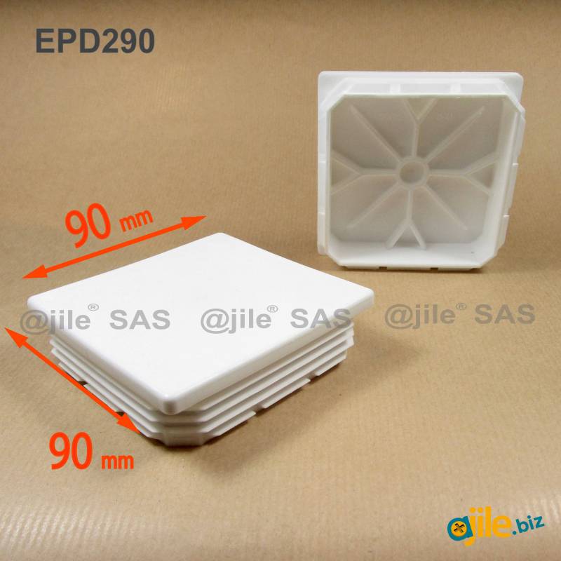 Square Plastic Standard Ribbed Insert for Tubes 90 x 90 mm WHITE - Ajile