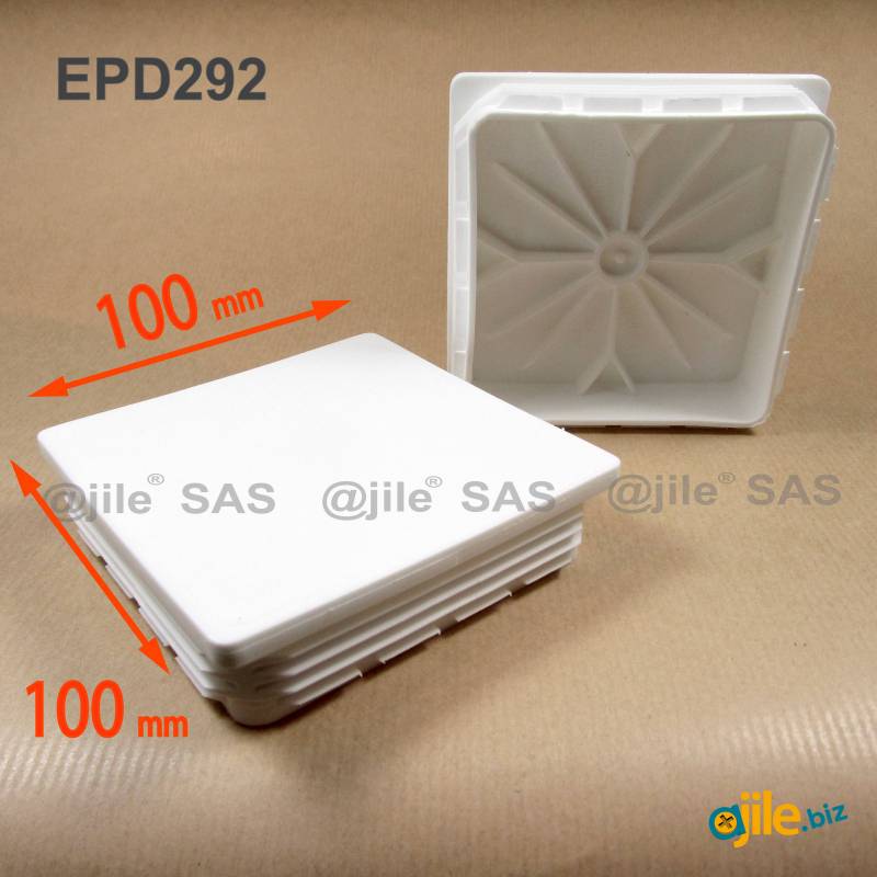 Square Plastic Standard Ribbed Insert for Tubes 100 x 100 mm WHITE - Ajile