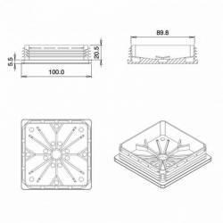 Inserto Quadrato di Plastica a Lamelle BIANCO per tubi di dimensoni 100 x 100 mm - Ajile 2