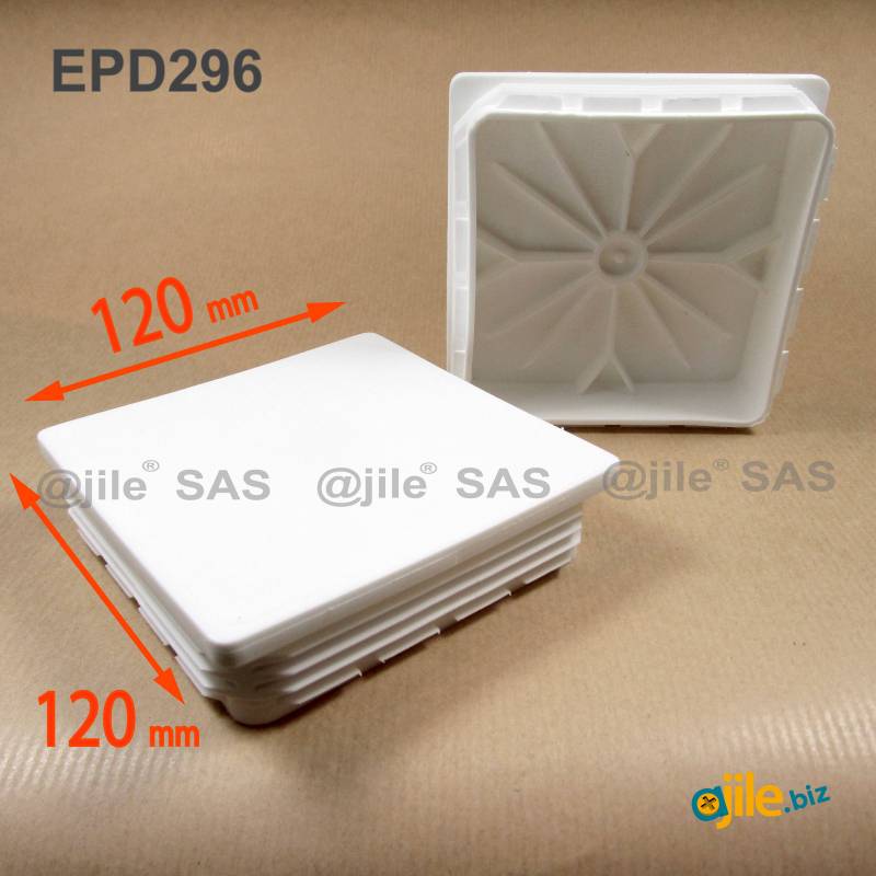 Square Plastic Standard Ribbed Insert for Tubes 120 x 120 mm WHITE - Ajile