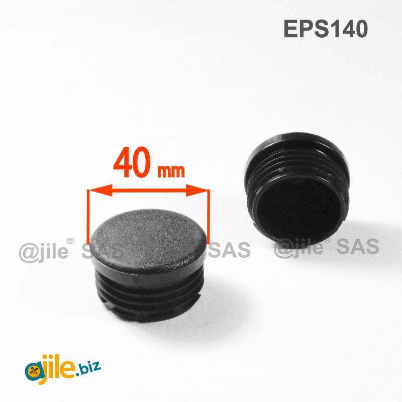 Round Plastic Ribbed Insert/Plug for 40 mm OUTER Diameter Tubes BLACK - Ajile
