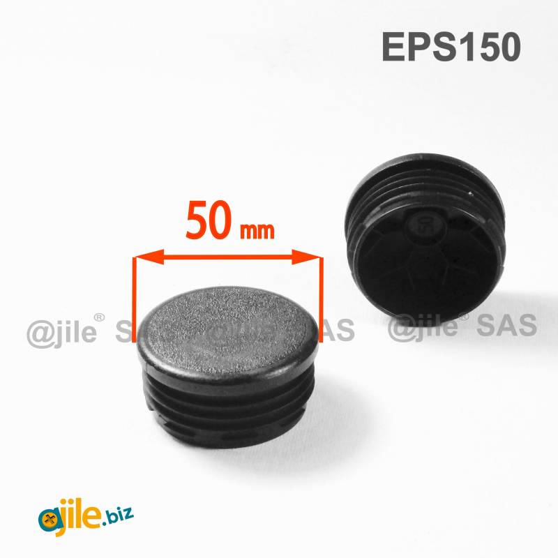 Round Plastic Ribbed Insert/Plug for 50 mm OUTER Diameter Tubes BLACK - Ajile