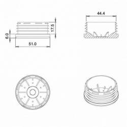 Round Plastic Ribbed Insert/Plug for 50 mm OUTER Diameter Tubes BLACK - Ajile 2