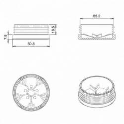 Round Plastic Ribbed Insert/Plug for 60 mm OUTER Diameter Tubes BLACK - Ajile 2