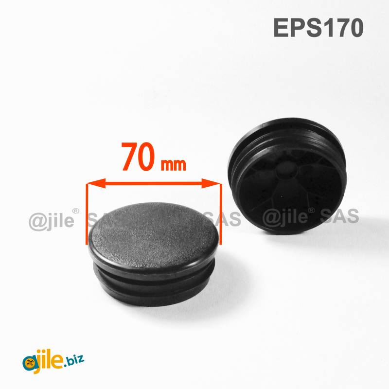 Round Plastic Ribbed Insert/Plug for 70 mm OUTER Diameter Tubes BLACK - Ajile