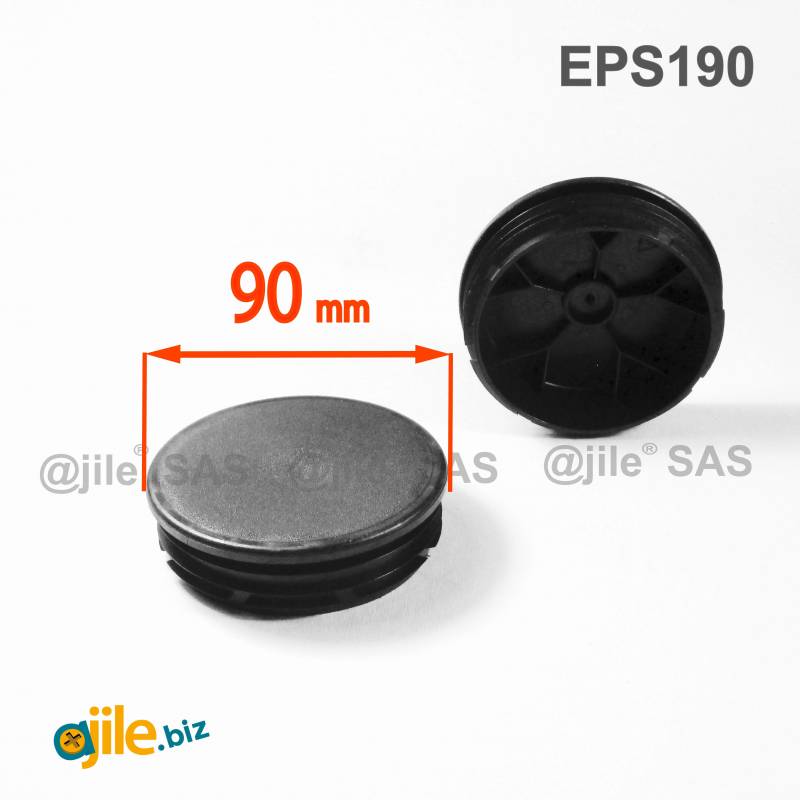 Round Plastic Ribbed Insert/Plug for 90 mm OUTER Diameter Tubes BLACK - Ajile