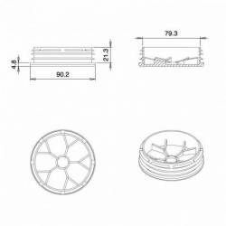 Embout Rond Plastique à Lamelles NOIR pour tube de diamètre EXTÉRIEUR 90 mm - Ajile 2