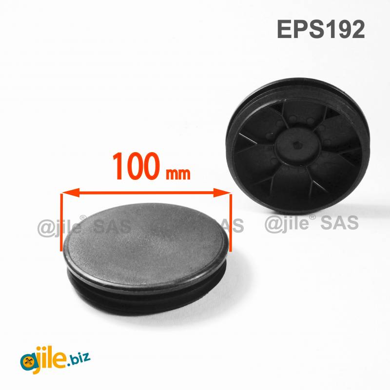 Round Plastic Ribbed Insert/Plug for 100 mm OUTER Diameter Tubes BLACK - Ajile
