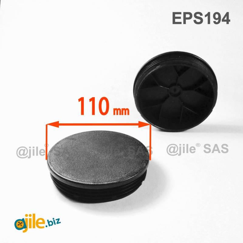Round Plastic Ribbed Insert/Plug for 110 mm OUTER Diameter Tubes BLACK - Ajile
