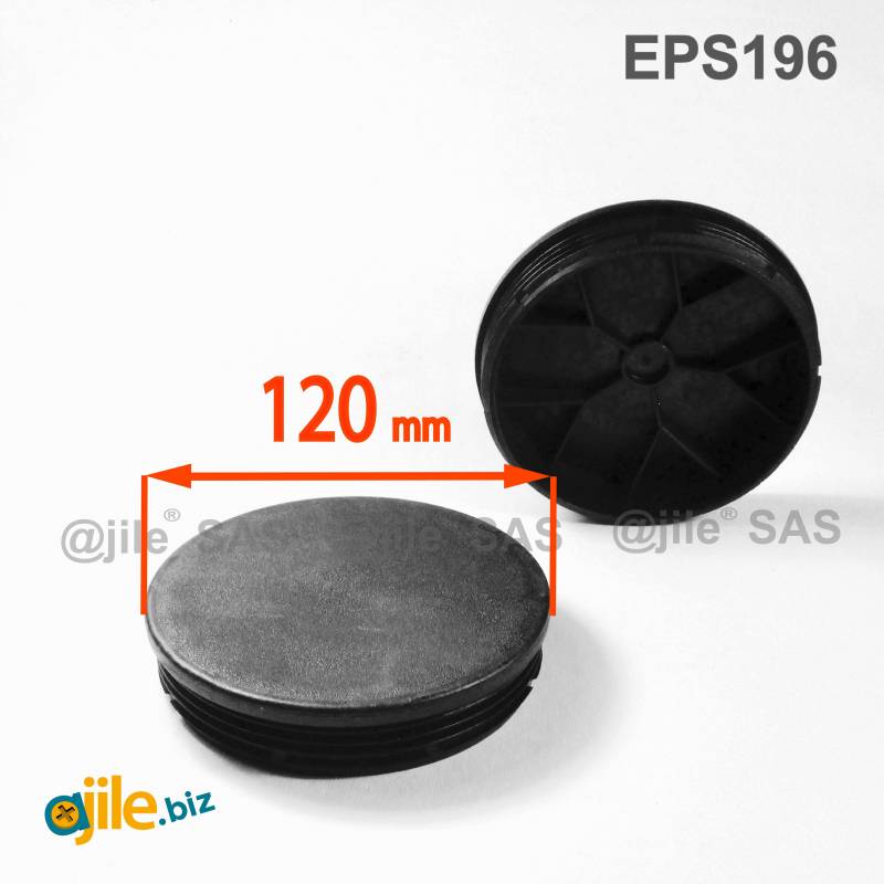 Round Plastic Ribbed Insert/Plug for 120 mm OUTER Diameter Tubes BLACK - Ajile