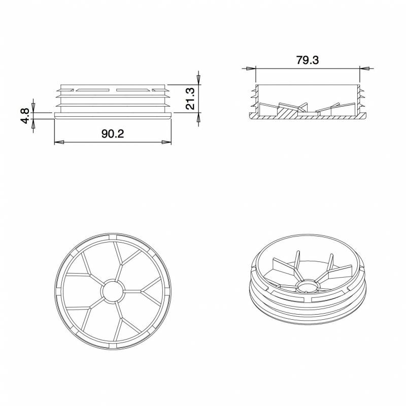 Inserto Rotondo di Plastica a Lamelle BIANCO per tubi di diametro ESTERIORE 90 mm - Inserto Rotondo di Plastica BIANCO - inse
