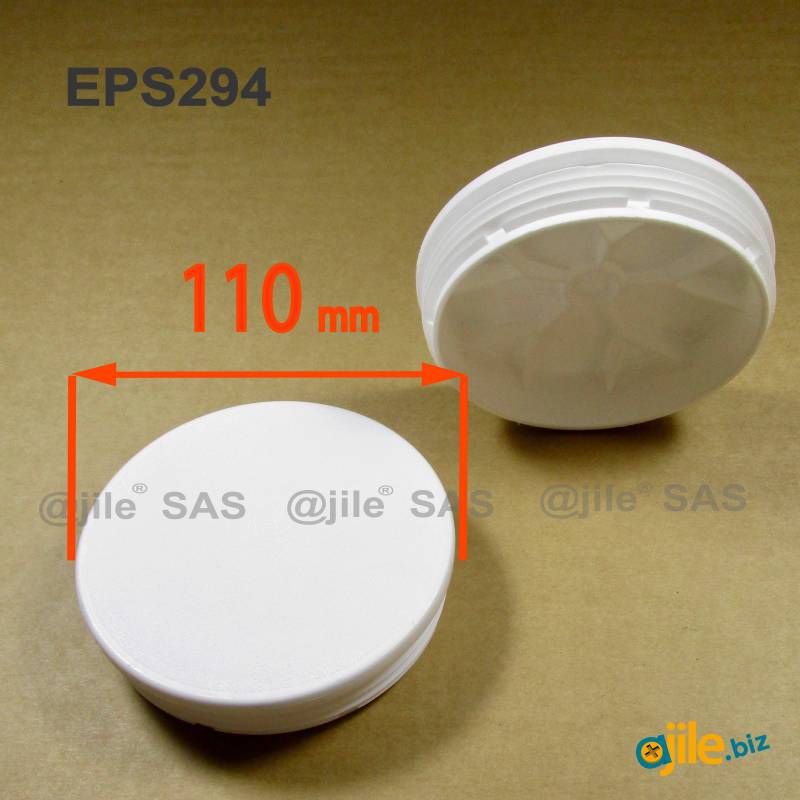 Round Plastic Ribbed Insert/Plug for 110 mm OUTER Diameter Tubes WHITE - Ajile