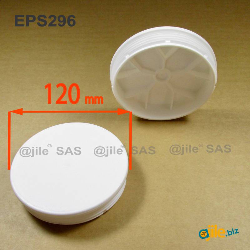 Round Plastic Ribbed Insert/Plug for 120 mm OUTER Diameter Tubes WHITE - Ajile