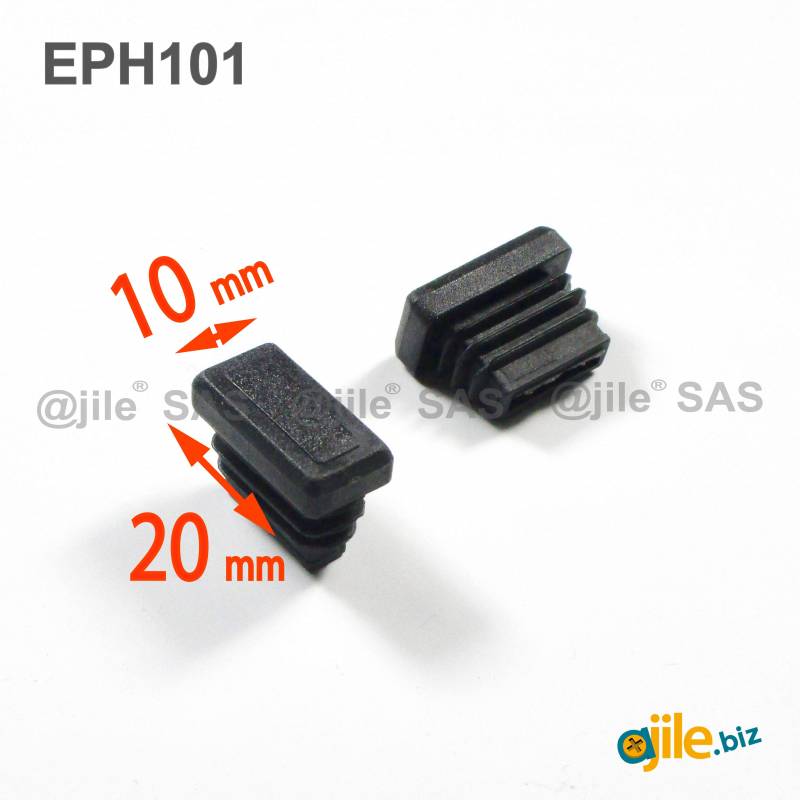 Rectangular Plastic Insert for 20x10 mm Tube Dimension and 1.0-2.5 mm Thickness BLACK - Ajile