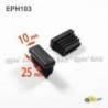 Rectangular Plastic Insert for 25x10 mm Tube Dimension and 1.0-2.5 mm Thickness BLACK - Rectangle Insert Black - rectangul