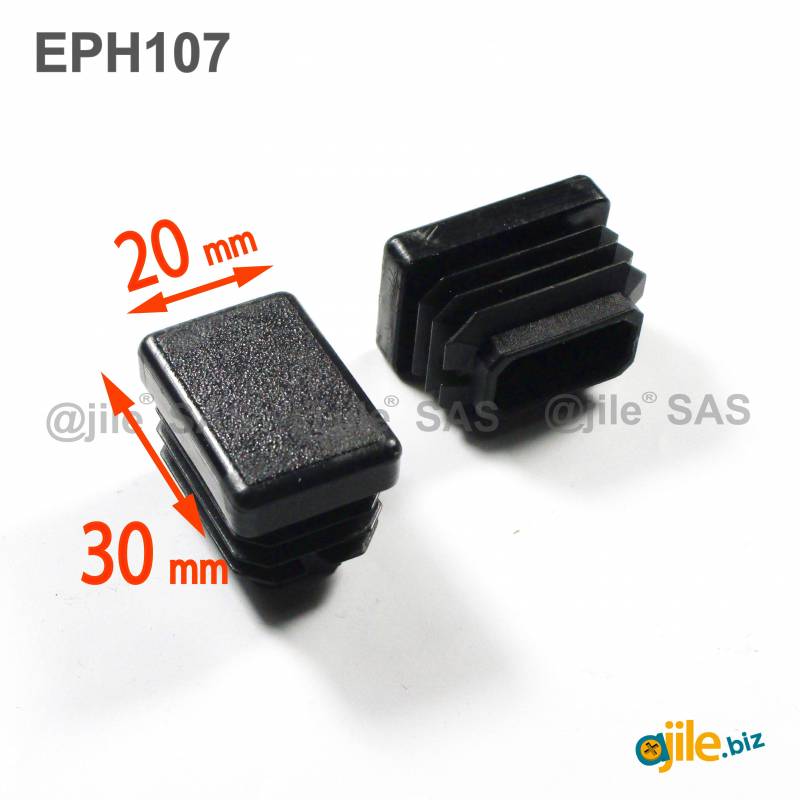 Rectangular Plastic Insert for 30x20 mm Tube Dimension and 1.0-2.5 mm Thickness BLACK - Ajile