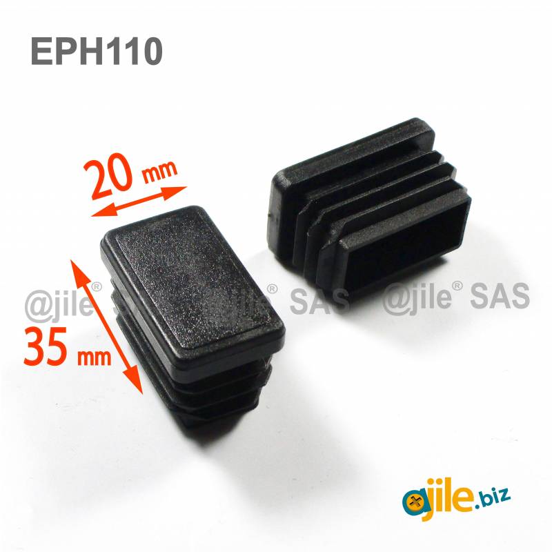 Rectangular Plastic Insert for 35x20 mm Tube Dimension and 1.0-2.5 mm Thickness BLACK - Ajile