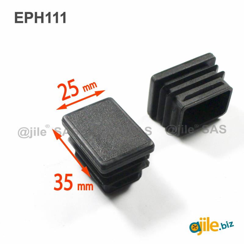 Rectangular Plastic Insert for 35x25 mm Tube Dimension and 1.0-3.0 mm Thickness BLACK - Ajile