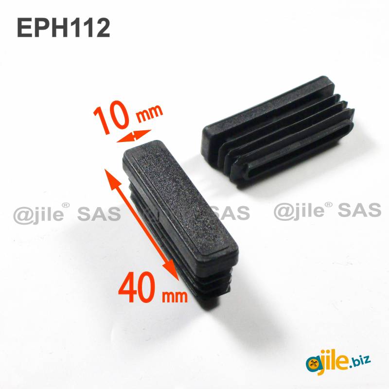 Rectangular Plastic Insert for 40x10 mm Tube Dimension and 1.0-2.5 mm Thickness BLACK - Ajile