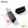 Rectangular Plastic Insert for 40x15 mm Tube Dimension and 1.0-2.5 mm Thickness BLACK - Rectangle Insert Black - rectangul
