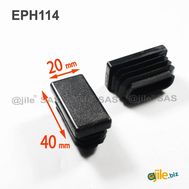 Rectangular Plastic Insert for 40x20 mm Tube Dimension and 1.0-3.0 mm Thickness BLACK - Ajile