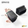 Rectangular Plastic Insert for 40x25 mm Tube Dimension and 1,0-3,0 mm Thickness BLACK - Rectangle Insert Black - rectangul