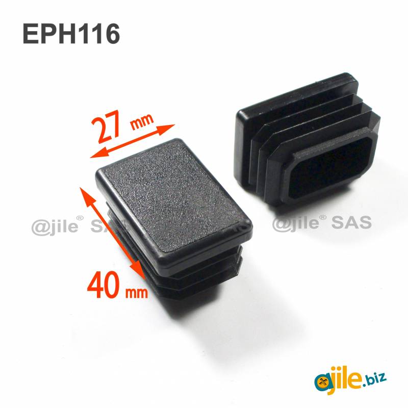 Rectangular Plastic Insert for 40x27 mm Tube Dimension and 1,0-3,0 mm Thickness BLACK - Ajile