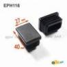 Rectangular Plastic Insert for 40x27 mm Tube Dimension and 1,0-3,0 mm Thickness BLACK - Rectangle Insert Black - rectangul