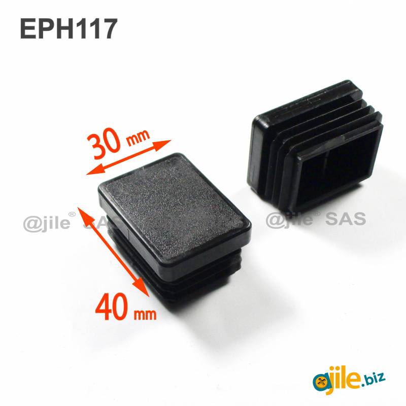 Rectangular Plastic Insert for 40x30 mm Tube Dimension and 1,0-2,75 mm Thickness BLACK - Ajile