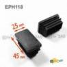 Rectangular Plastic Insert for 45x25 mm Tube Dimension and 1,0-2,5 mm Thickness BLACK - Rectangle Insert Black - rectangul