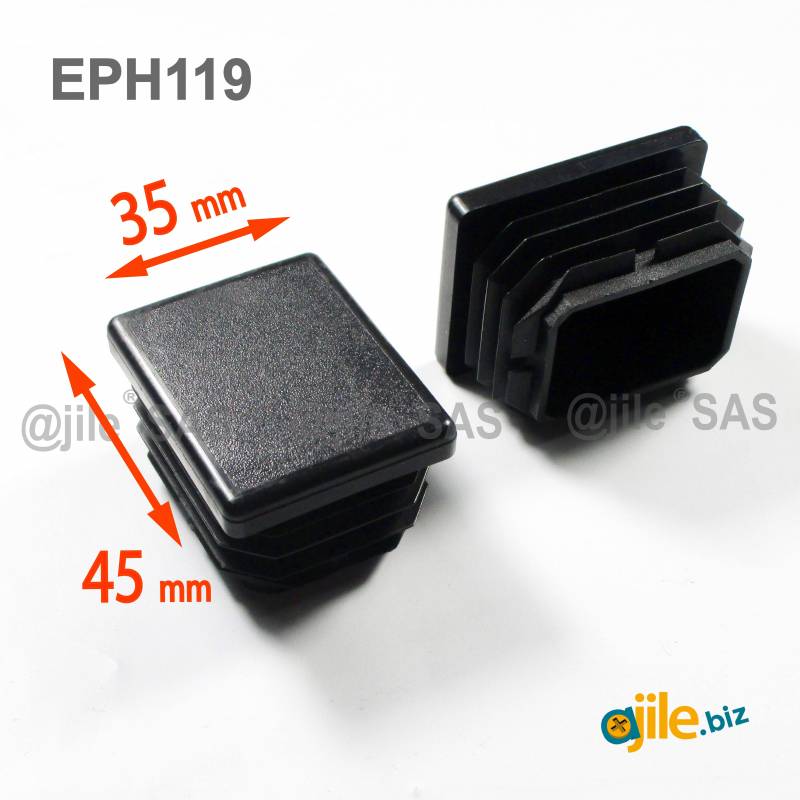 Rectangular Plastic Insert for 45x35 mm Tube Dimension and 1,0-3,5 mm Thickness BLACK - Ajile