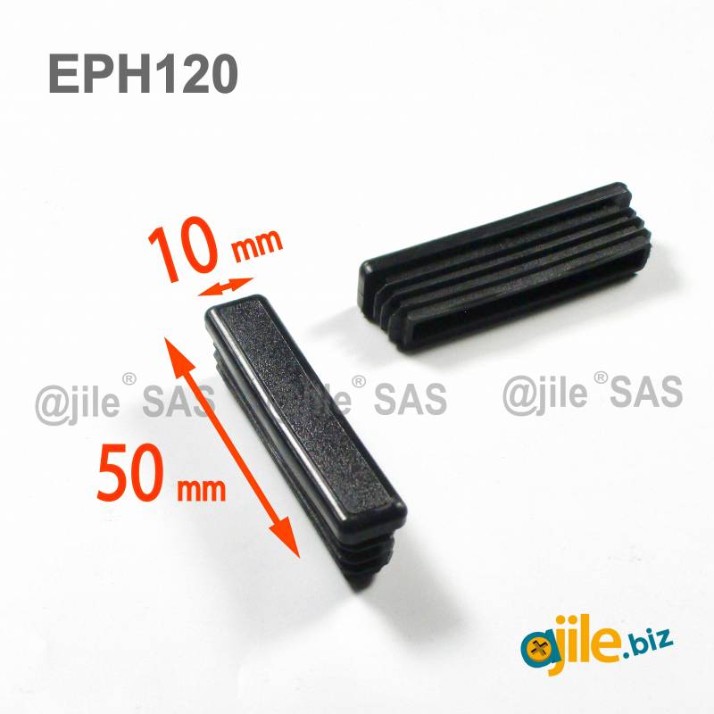 Rectangular Plastic Insert for 50x10 mm Tube Dimension and 1.0-2.0 mm Thickness BLACK - Ajile