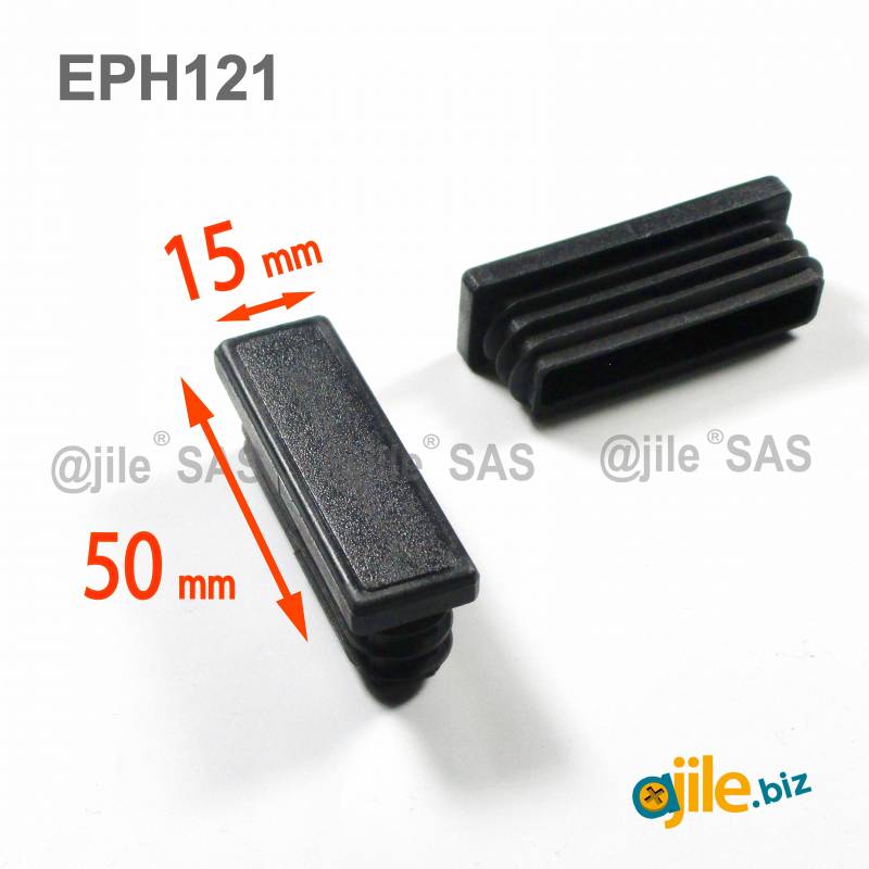 Rectangular Plastic Insert for 50x15 mm Tube Dimension and 1,0-3,0 mm Thickness BLACK - Ajile