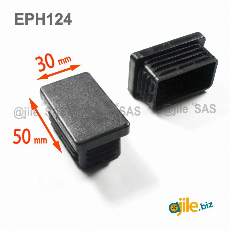 Rectangular Plastic Insert for 50x30 mm Tube Dimension and 1,0-2,75 mm Thickness BLACK - Ajile