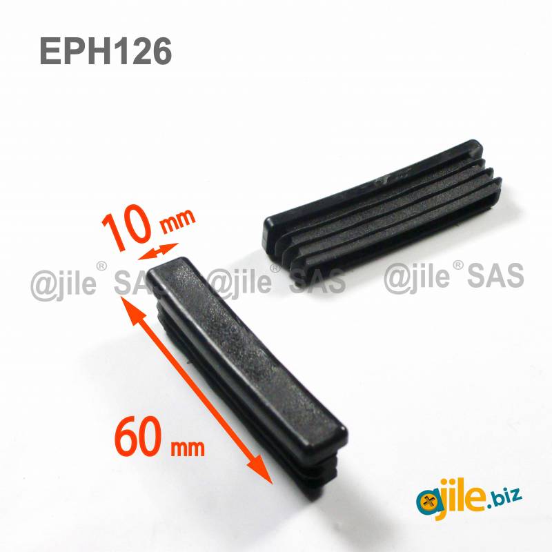 Rectangular Plastic Insert for 60x10 mm Tube Dimension and 1,0-2,0 mm Thickness BLACK - Ajile