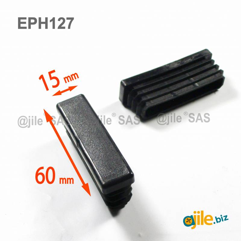 Rectangular Plastic Insert for 60x15 mm Tube Dimension and 1,0-3,0 mm Thickness BLACK - Ajile