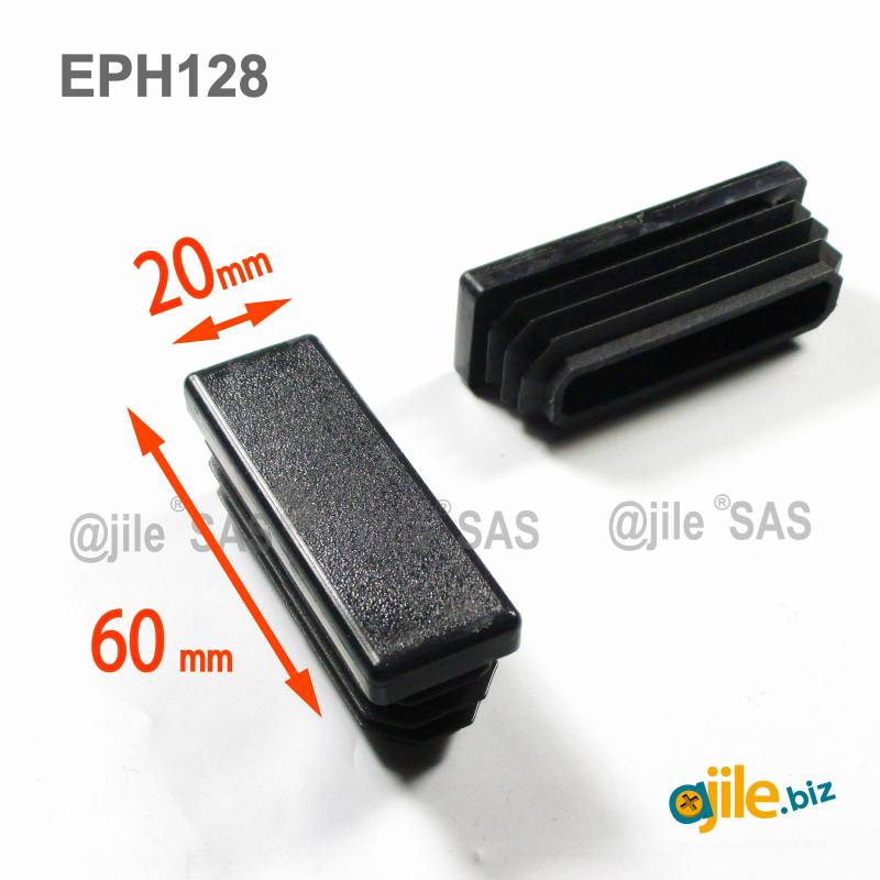 Rectangular Plastic Insert for 60x20 mm Tube Dimension and 1,0-3,0 mm Thickness BLACK - Ajile
