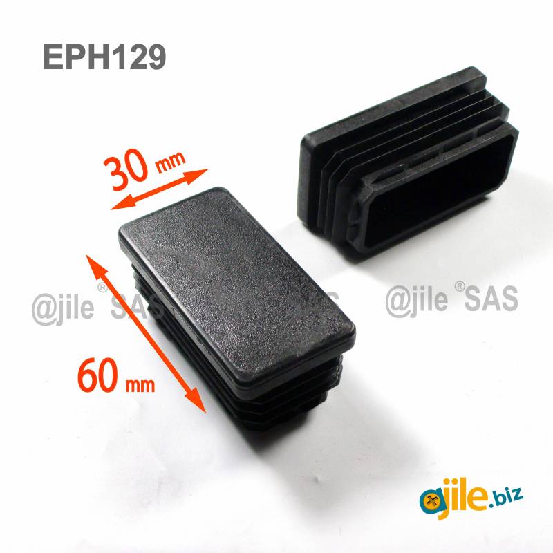 Rectangular Plastic Insert for 60x30 mm Tube Dimension and 1,0-2,5 mm Thickness BLACK - Ajile