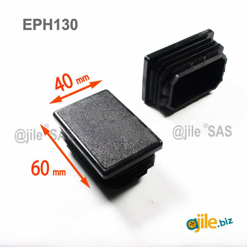 Rectangular Plastic Insert for 60x40 mm Tube Dimension and 1,0-2,5 mm Thickness BLACK - Ajile