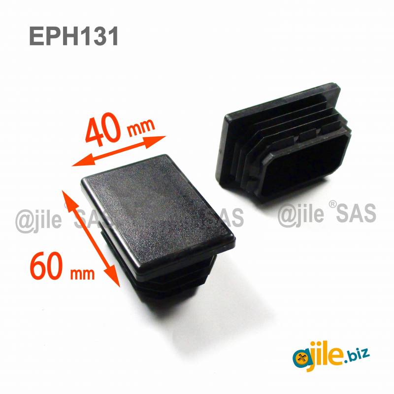 Rectangular Plastic Insert for 60x40 mm Tube Dimension and 3,0-5,0 mm Thickness BLACK - Ajile