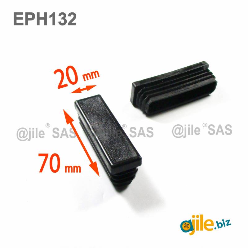 Rectangular Plastic Insert for 70x20 mm Tube Dimension and 1,0-2,5 mm Thickness BLACK - Ajile