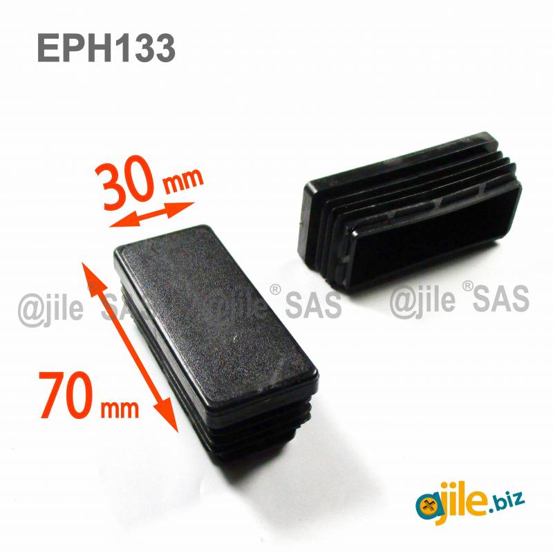 Rectangular Plastic Insert for 70x30 mm Tube Dimension and 1,0-2,5 mm Thickness BLACK - Ajile