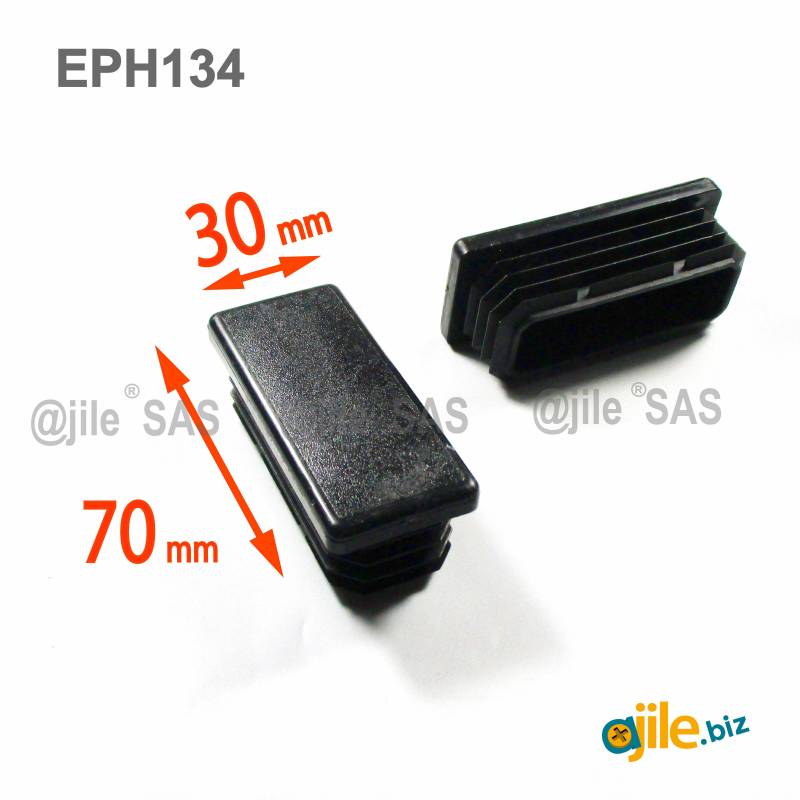 Rectangular Plastic Insert for 70x30 mm Tube Dimension and 2,5-4,0 mm Thickness BLACK - Ajile