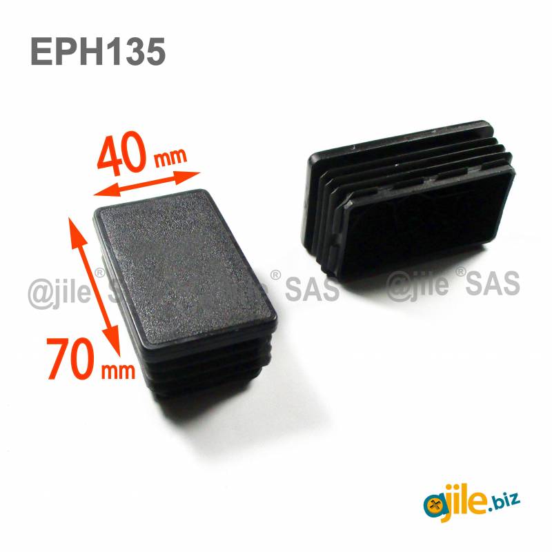 Rectangular Plastic Insert for 70x40 mm Tube Dimension and 1,0-3,0 mm Thickness BLACK - Ajile