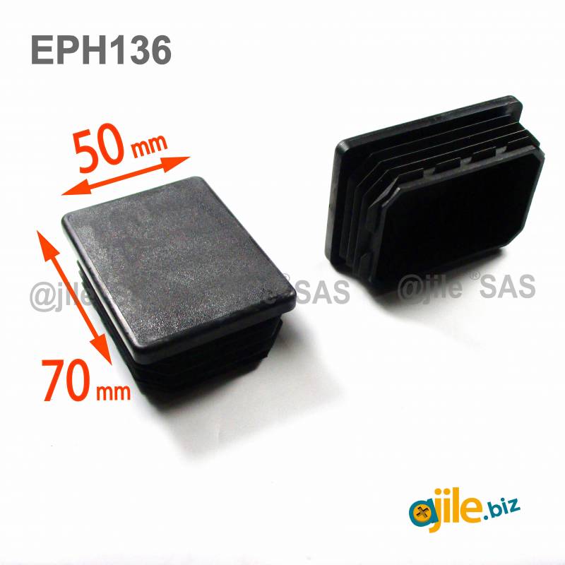 Rectangular Plastic Insert for 70x50 mm Tube Dimension and 1,0-3,0 mm Thickness BLACK - Ajile
