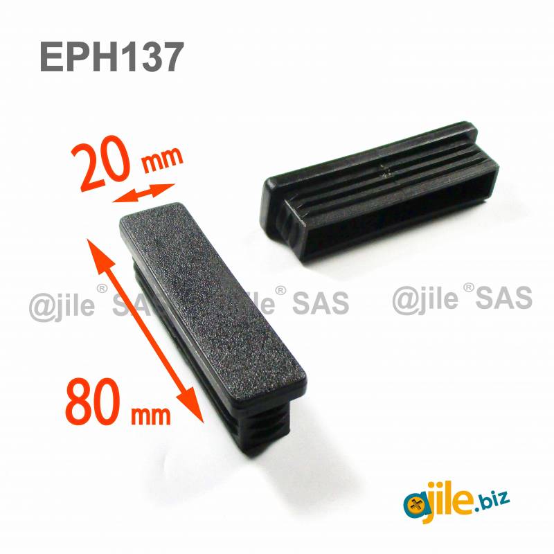 Rectangular Plastic Insert for 80x20 mm Tube Dimension and 1,0-4,0 mm Thickness BLACK - Ajile