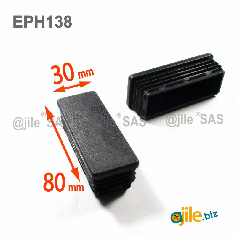 Rectangular Plastic Insert for 80x30 mm Tube Dimension and 1,0-2,75 mm Thickness BLACK - Ajile
