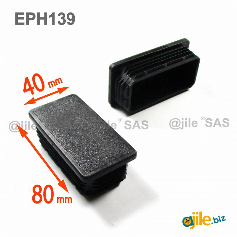 Rectangular Plastic Insert for 80x40 mm Tube Dimension and 1,0-3,0 mm Thickness BLACK - Ajile